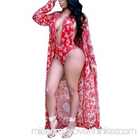 Aro Lora Women's Floral Print Lace up Bikini One Piece Swimsuit + Ponchos Cover UPS Floral-2 B07BFVS6D9